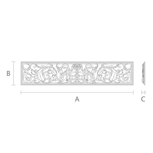 horizontal hand carved floral acanthus scrolls wood onlay applique 